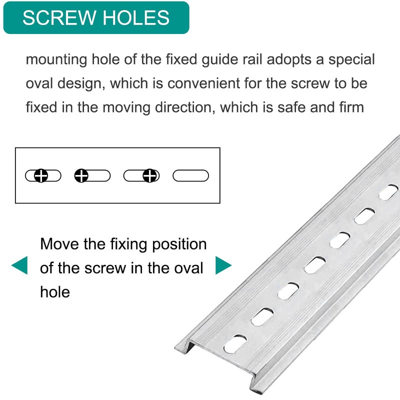 DKARDU Din Rail Slotted 35mm Aluminum, 6 PCS Clamp DIN Rails, with Mounting Screws, 12 Inches 30 CM Long, 35mm Wide, 7.5mm High for Terminal Block Relay - Image 5